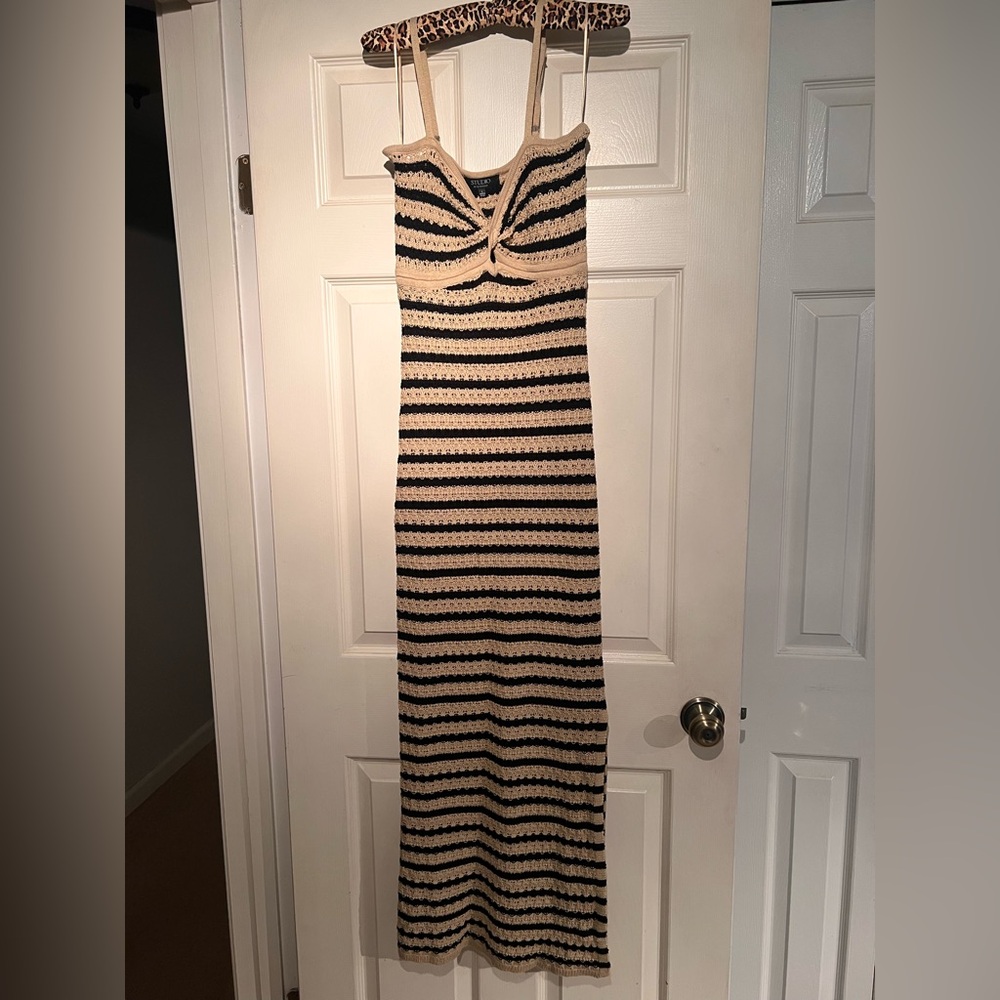 Striped Black and Tan Knit Dress
